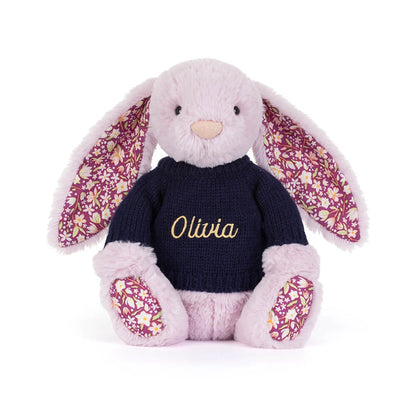 Thistlepop Blossom Luxe Bunny With Personalized Navy Jumper - US 0288
