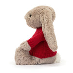 Bashful Beige Bunny With Personalized Red Jumper - US 1871
